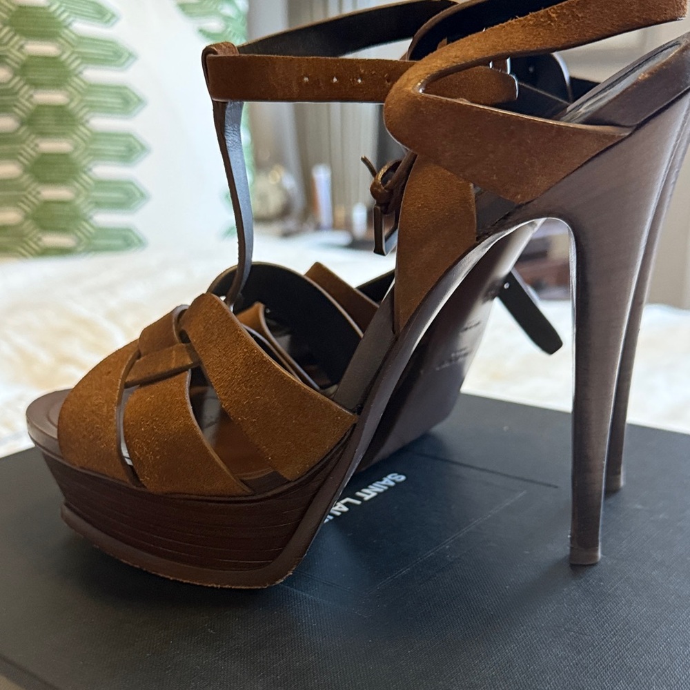 Yves Saint Laurent Brown Strappy Heels - Picture 6 of 8